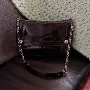 Franco Sarto Shiny  Black Chain Shoulder Bag